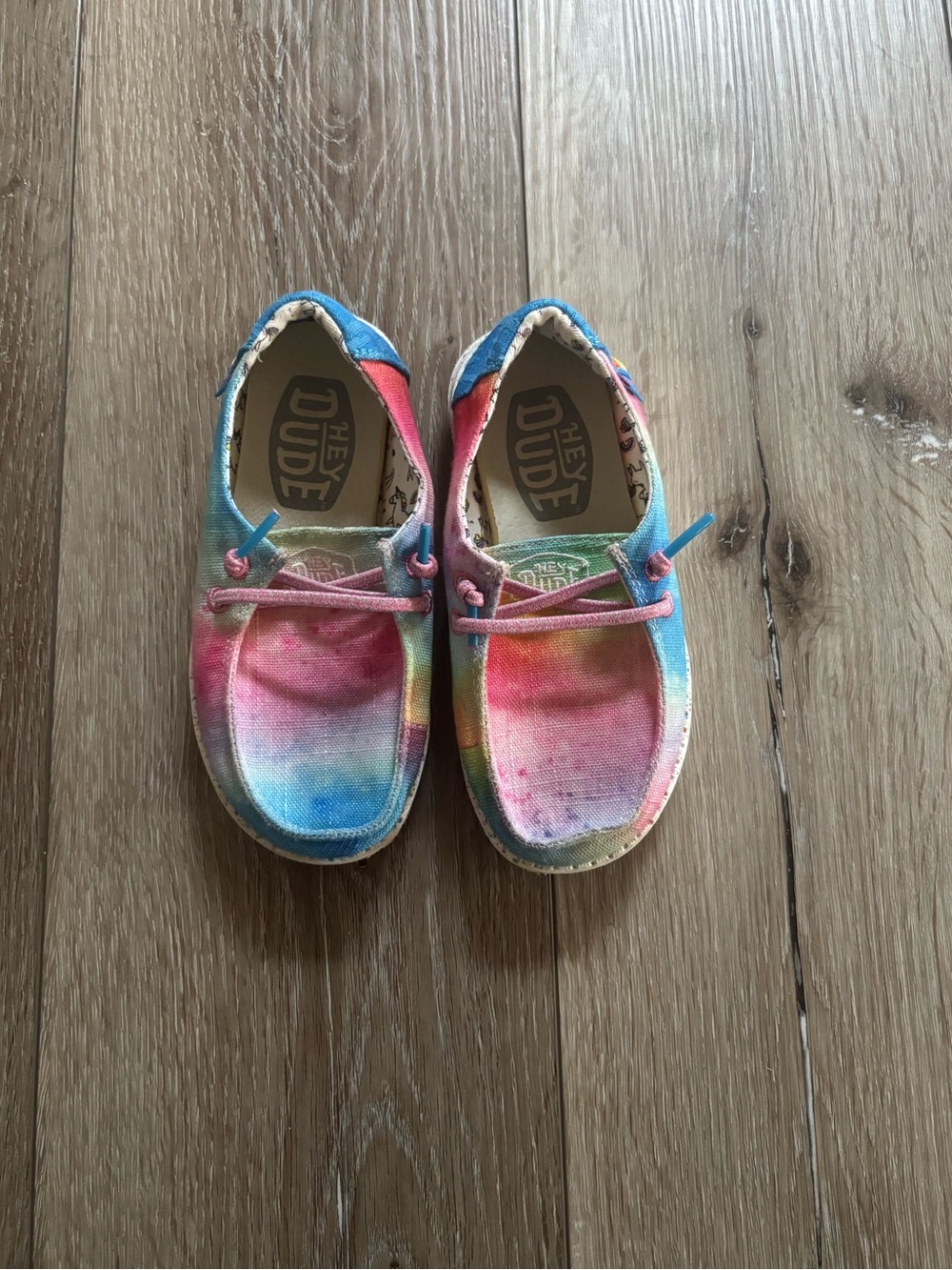 Hey Dude Kids Tie-Dye Canvas Slip-Ons in Blue, Pink, Green